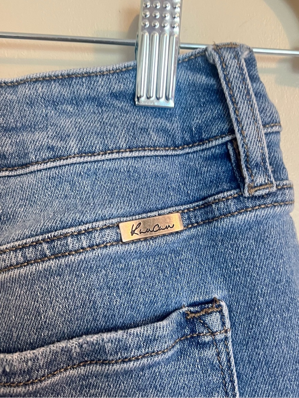 KanCan Distressed Button-Fly Denim Shorts - Blue - Picture 6 of 9